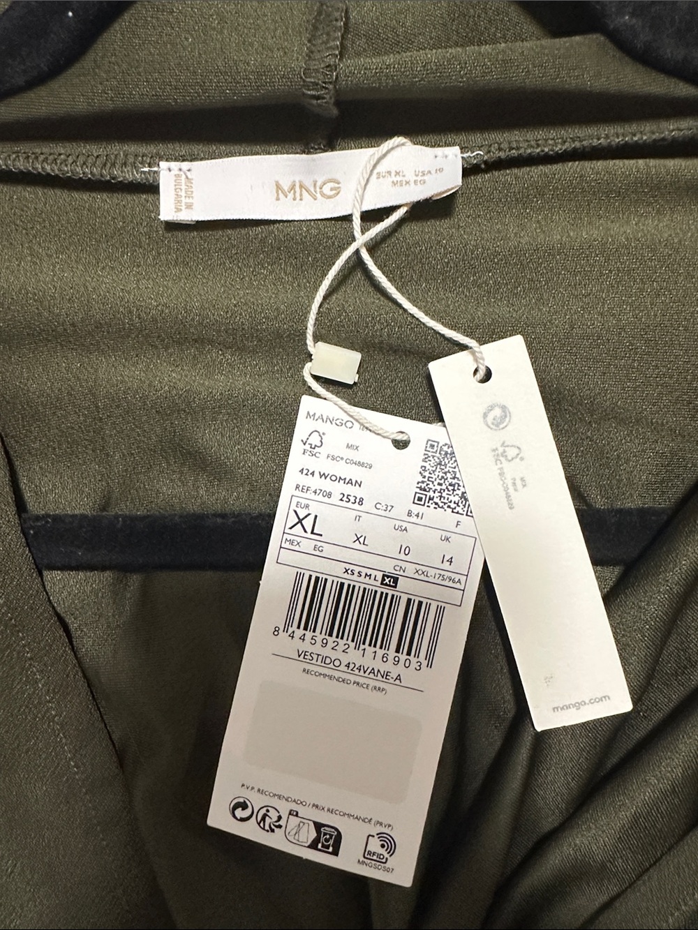 Olive Green Maxi Wrap-Front Dress with V-Neck and hoodie - Picture 2 of 4